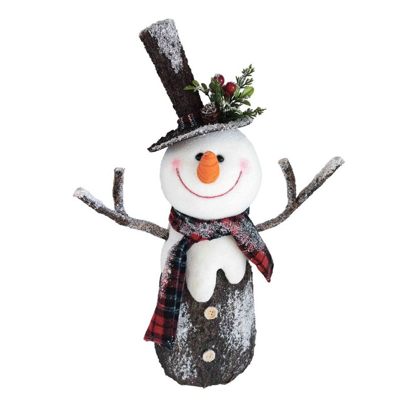 Standing Snowman W/Scarf &amp; Berry Hat