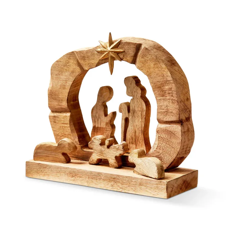 Carved Wood Nativity Scene