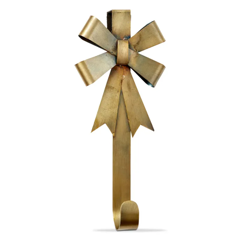 Antique Brass Wreath Holder - Bow