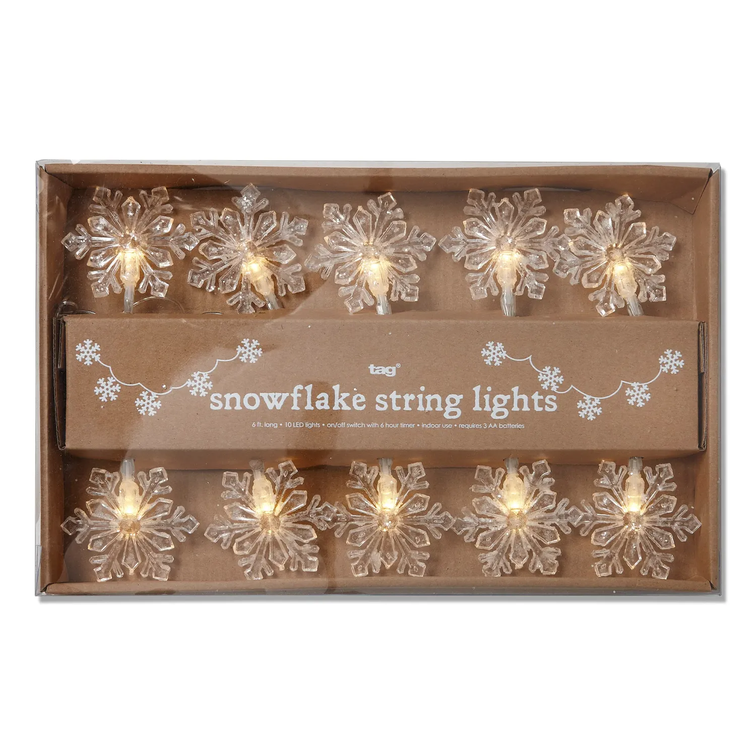 Snowflake LED String Lights - Gold