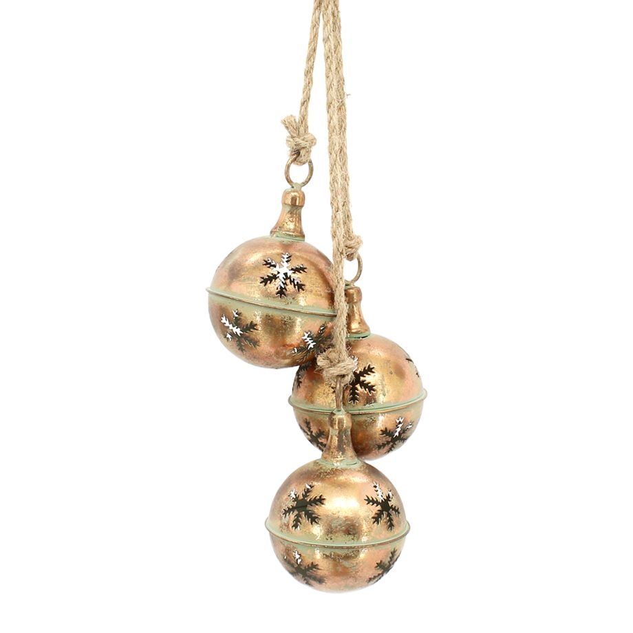 Bronze 3 pce Jingle Bells W/Snowflake &amp; Rope