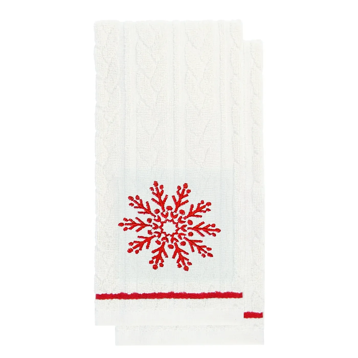 Snowflake Embroidered Tea Towel - S/2