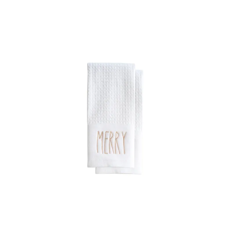 Merry Slim Script Tea Towel S/2