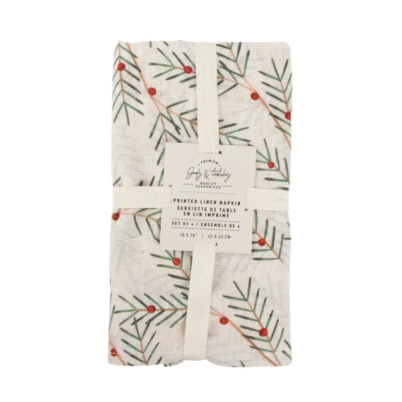 Slim Holly Napkin Set - S/4