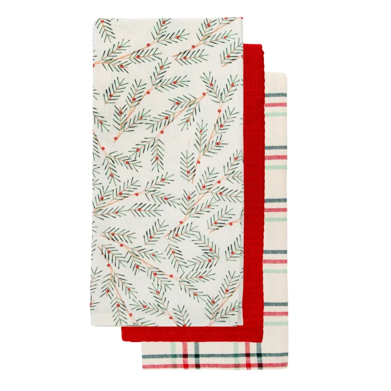 Slim Holly Tea Towel S/3