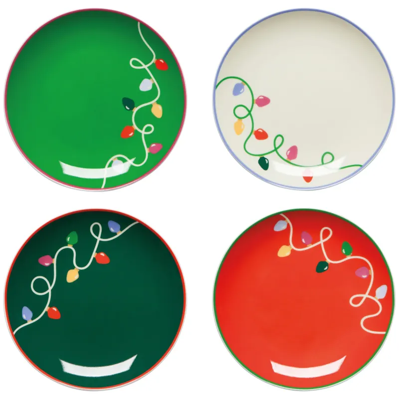 Holiday Glow Christmas Appetizer Plate S/4