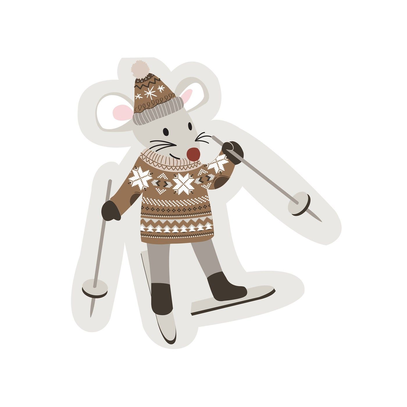 Skiing Mouse Shaped Napkin