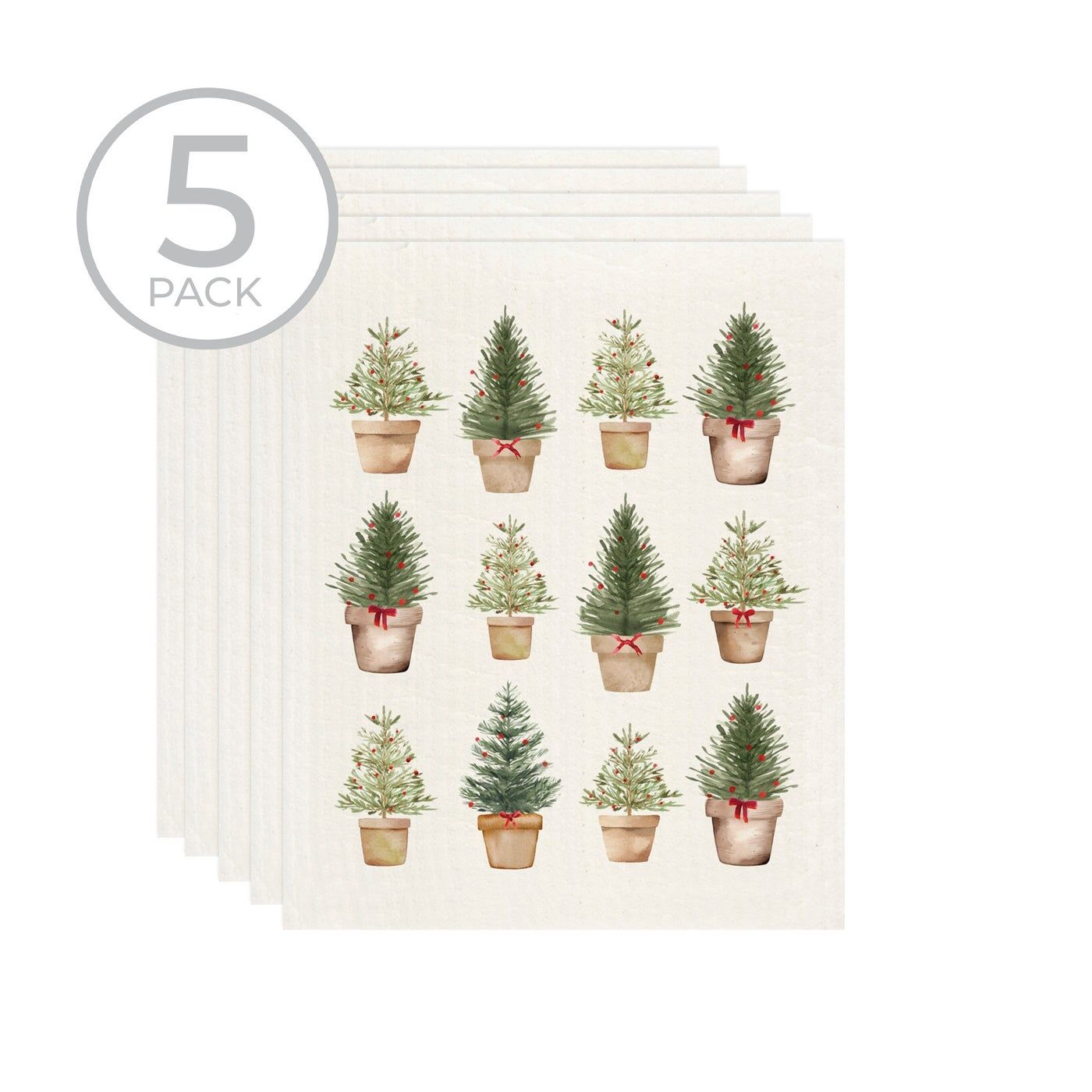 Sponge Cloth - Holiday Trees in Pots