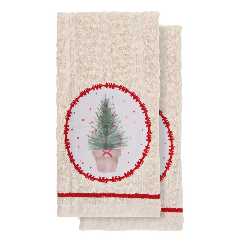 Holiday Trees Applique Towel S/2