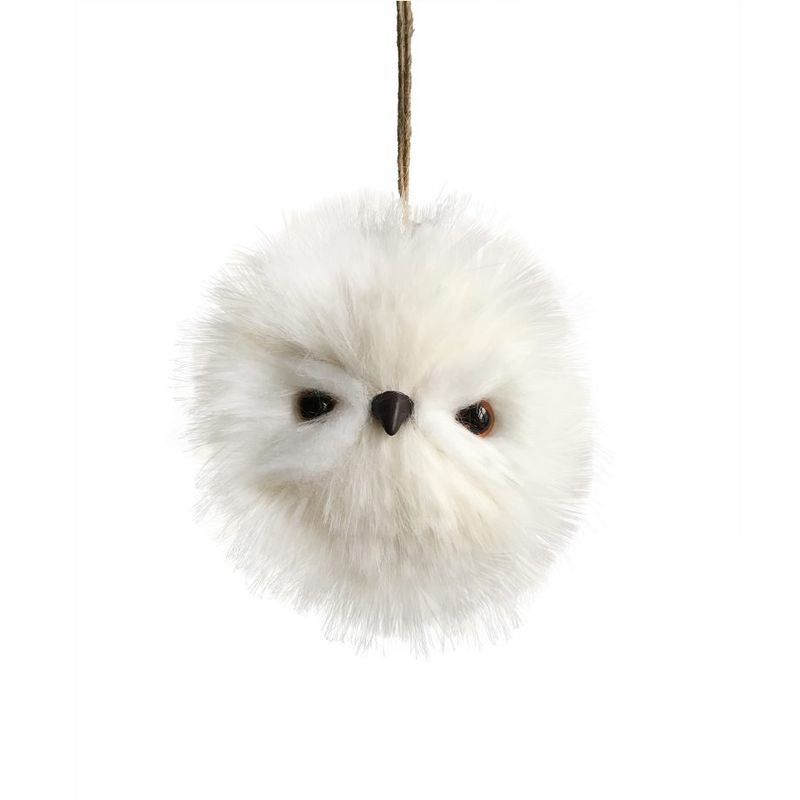Owl Puff Ball Ornament - 5&quot;