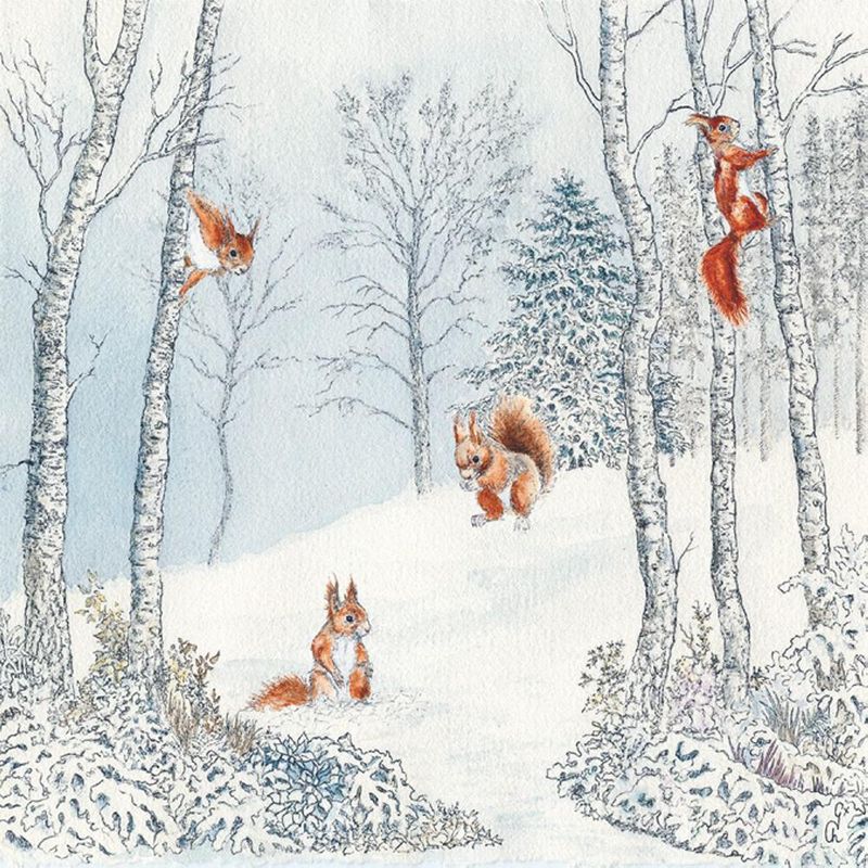 Lunch Serviettes - Squirrels In Winter
