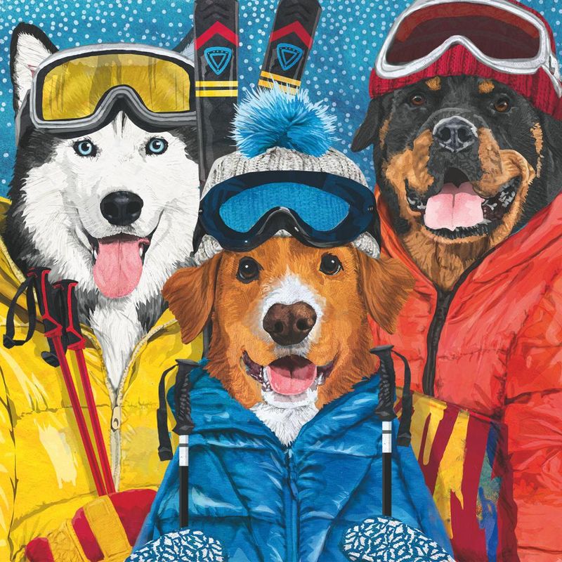 Beverage Serviettes - Ski Dogs