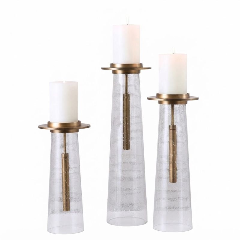 Seeded Antique Brass Candle Holder - 