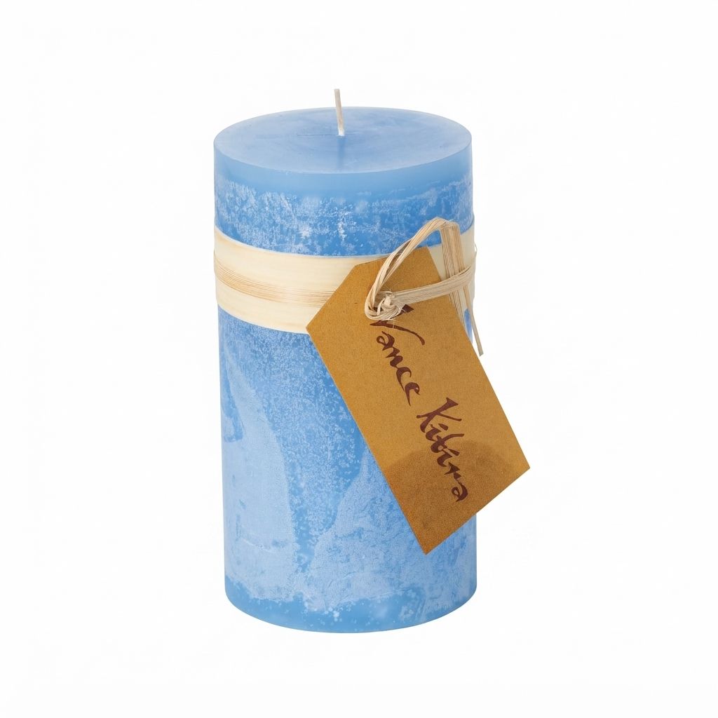 Crystal Blue Timber Candle - , Size: 3x3