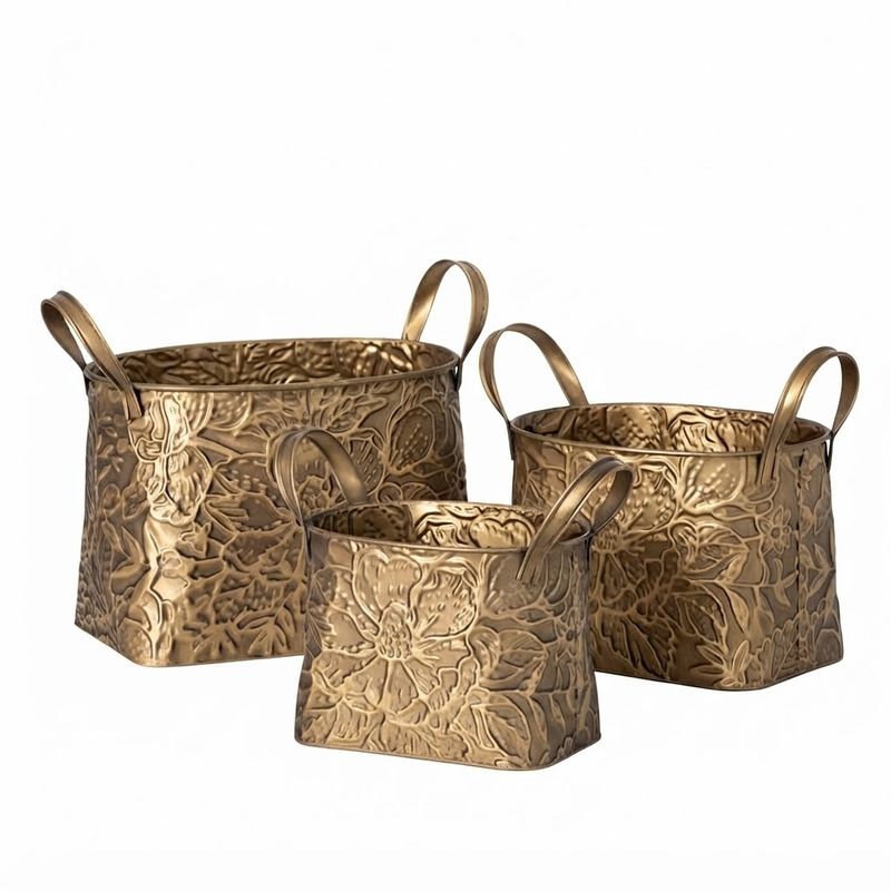 Brass Botanical Basket - 