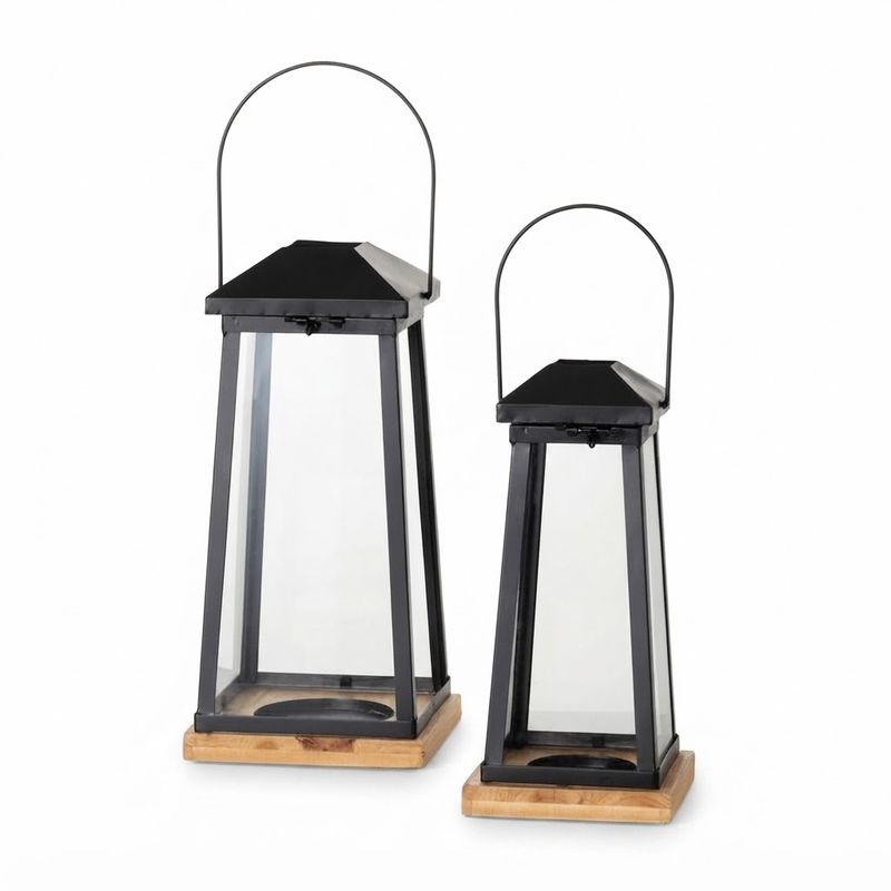 Metal &amp; Glass Lantern - 
