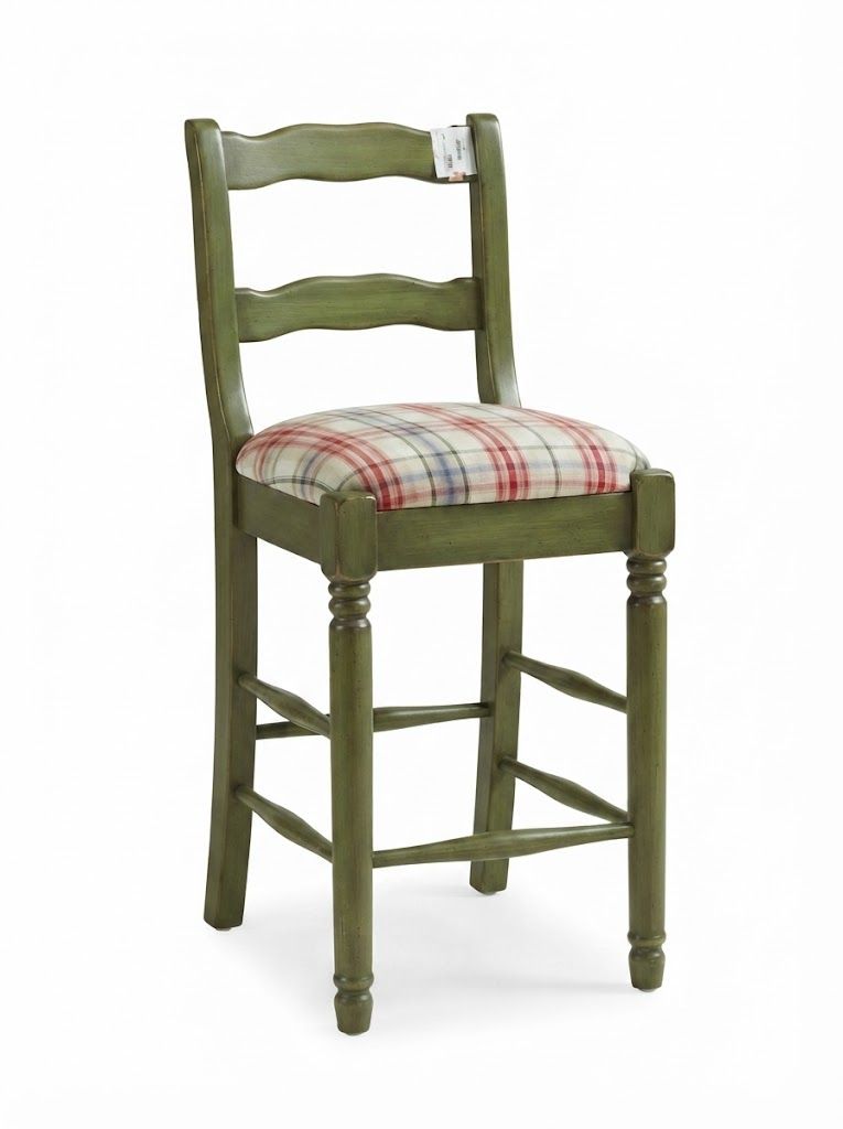 Counter Stool - Green with Plaid Seat (LRT)