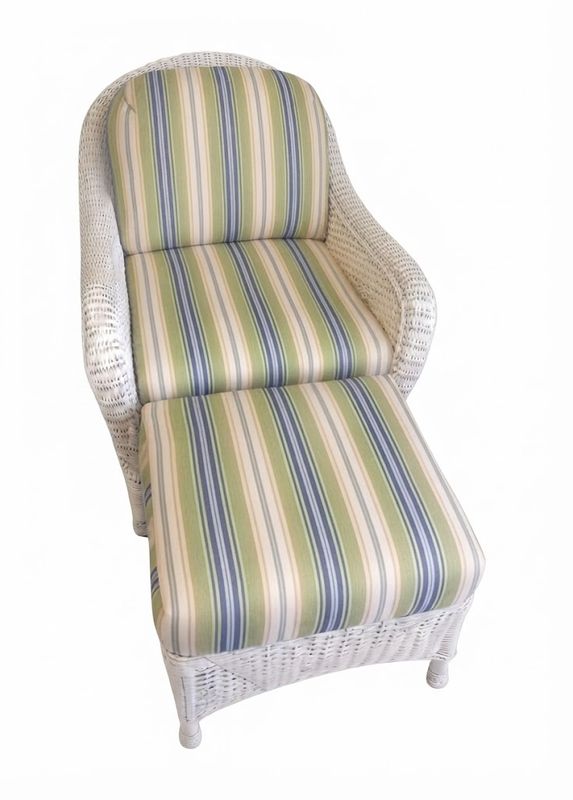 White Wicker Chair &amp; Ottoman