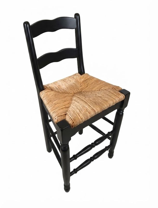 Counter Stool - Black with Wicker Seat (LRT)