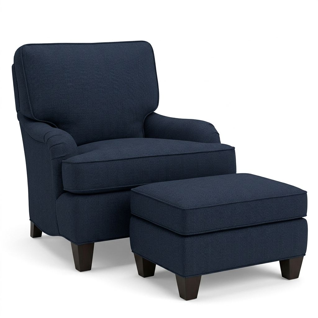 1074 Chair &amp; Ottoman Set - Crypton Jumper Indigo