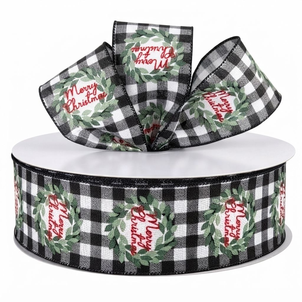 Modern Wreath Buffalo Plaid Ribbon (10 yrd)