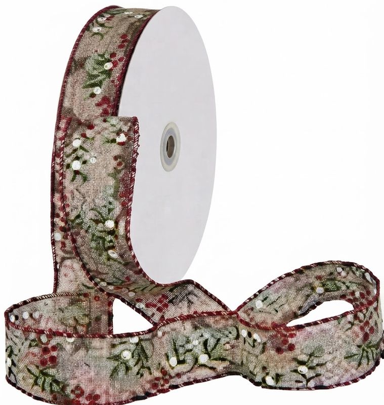 Linen Muted Holly Ribbon (10 yrd)