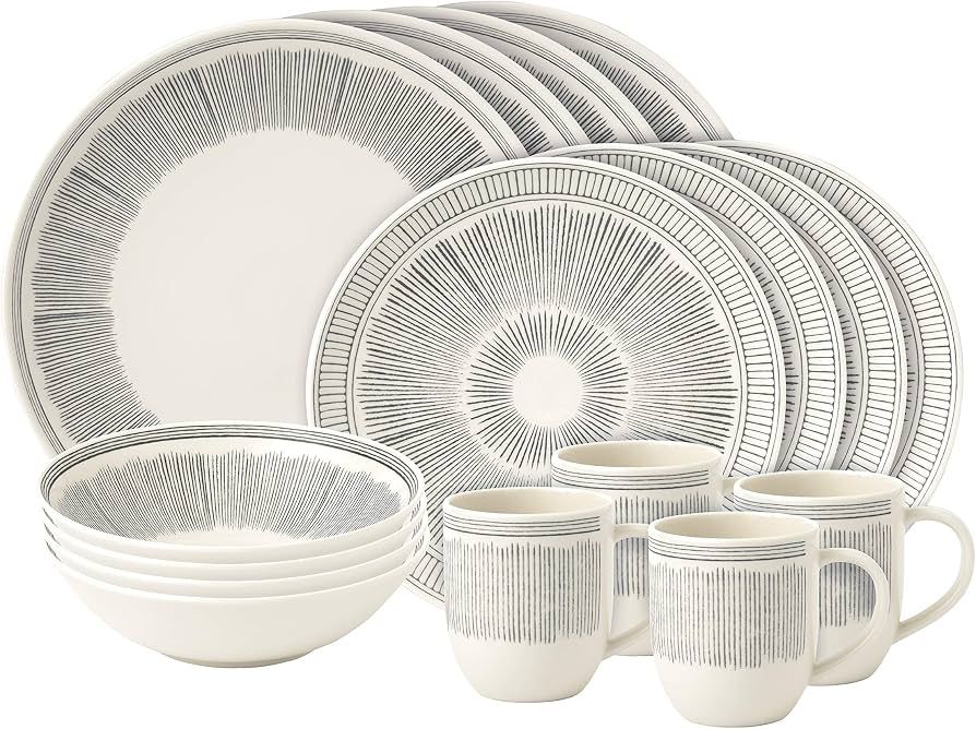 Charcoal Grey Lines Dish Set
