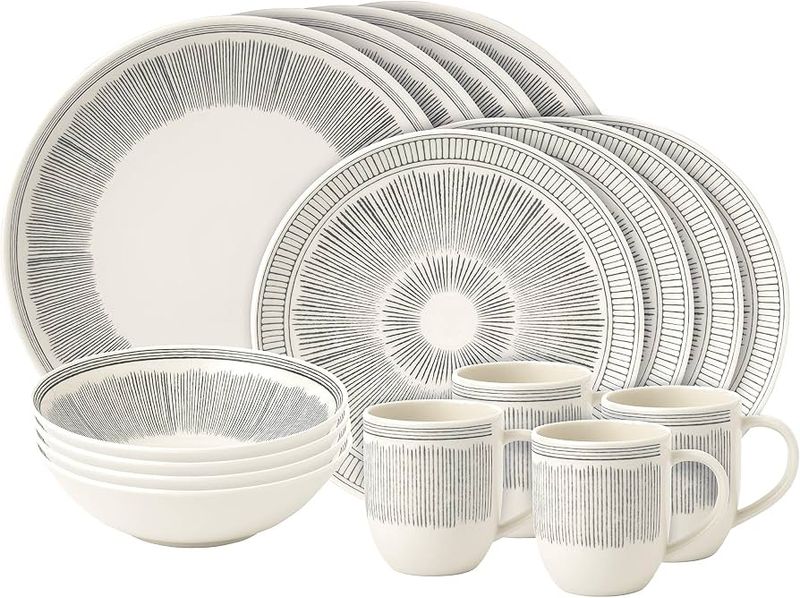 Charcoal Grey Lines Dish Set