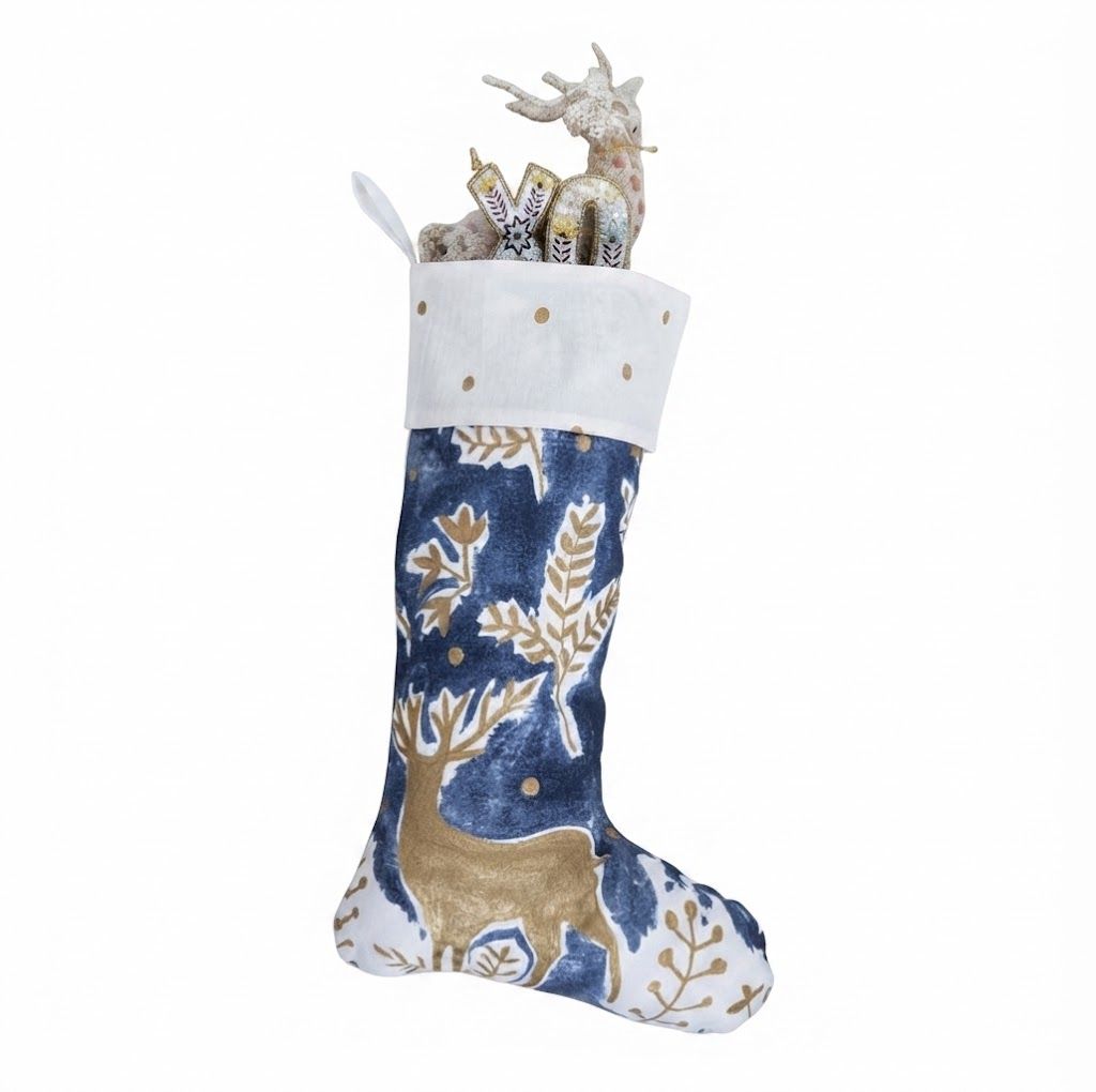 Blue &amp; Gold Deer Stocking