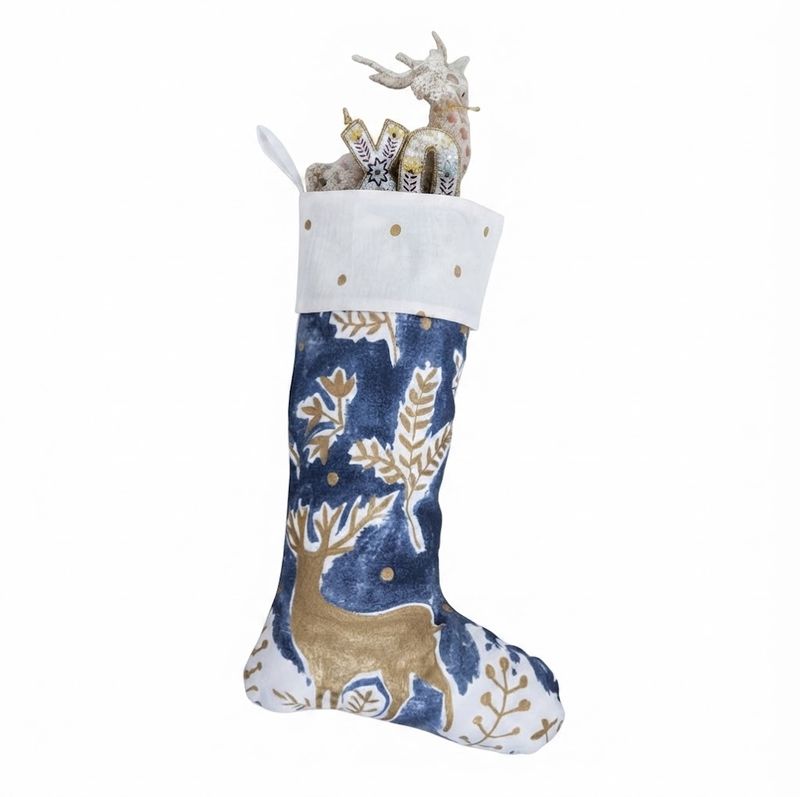 Blue &amp; Gold Deer Stocking