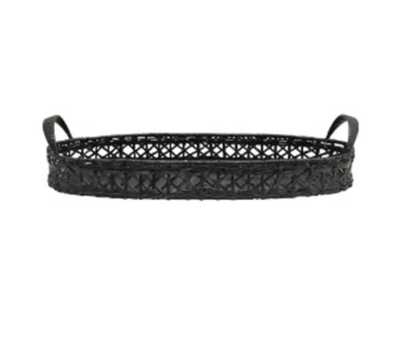 Hand Woven Black Rattan Tray
