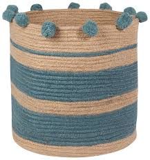 Stripe Lagoon Jute Basket - Large