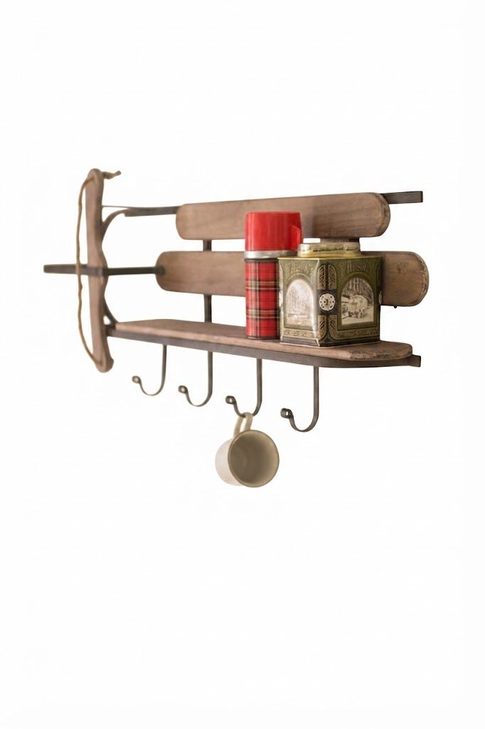 Wood &amp; Iron Sleigh Shelf