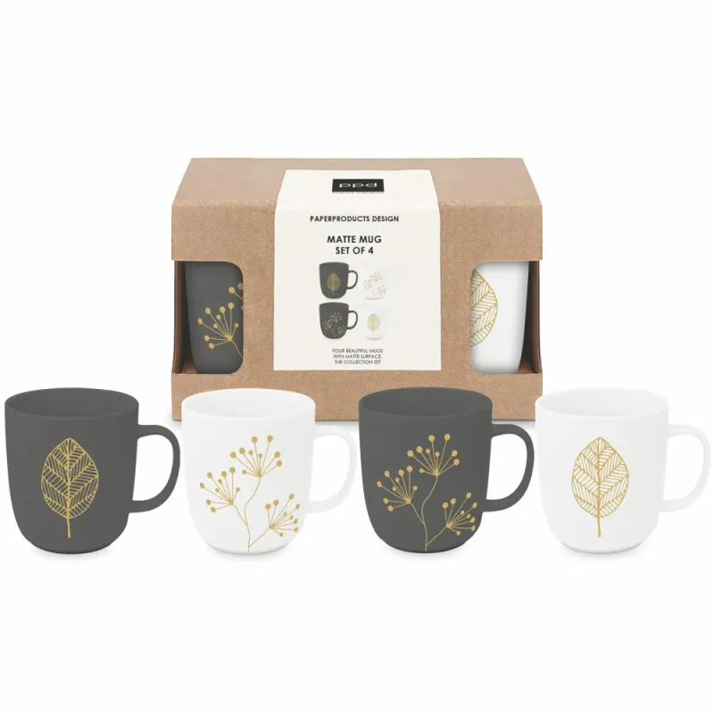 Gold Leaves &amp; Berries Boxed Mug S/4