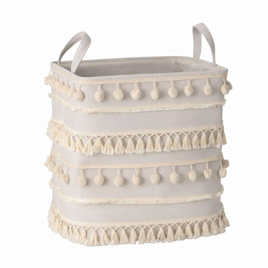 Pom Pom Basket - White