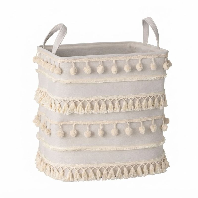 Pom Pom Basket - White
