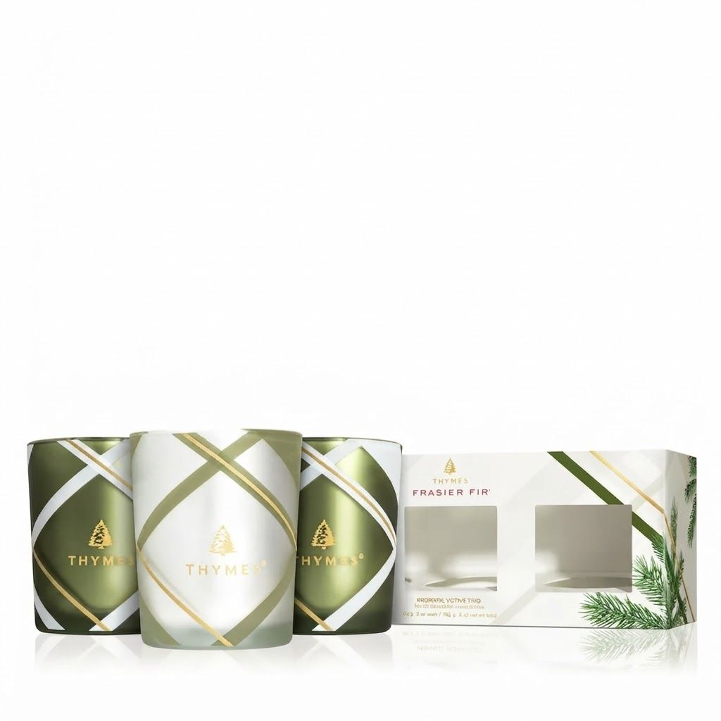 Frasier Fir Collection - Frosted Plaid Votive Trio