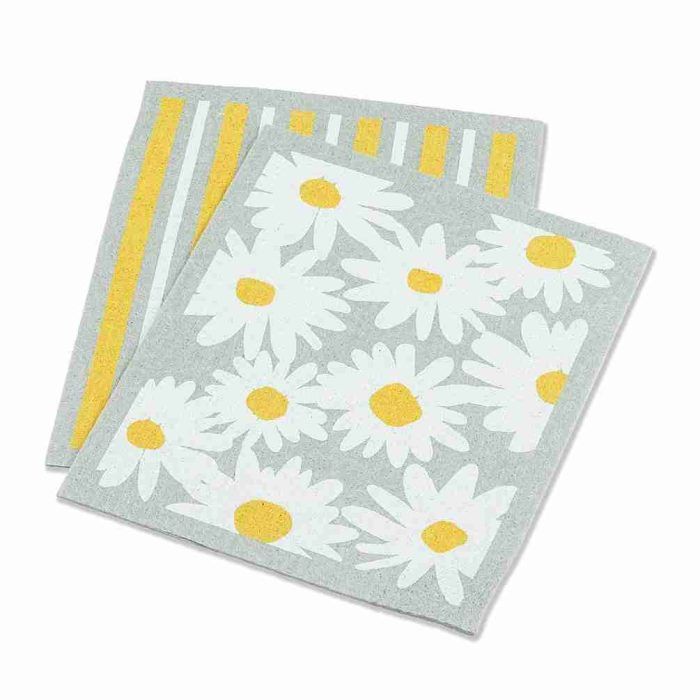 Daisies &amp; Stripes Swedish Dishcloth Set