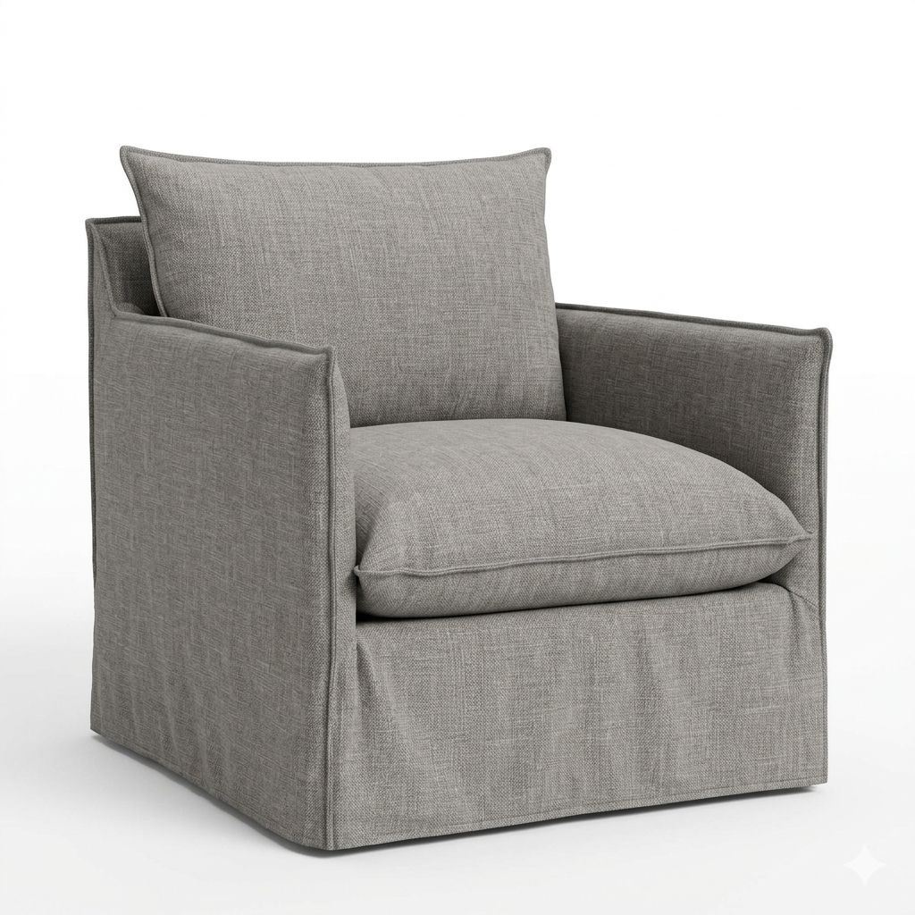1957 Slipcovered Swivel Chair - Reid Silver