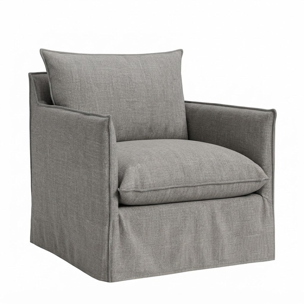 1957 Slipcovered Swivel Chair - Reid Silver