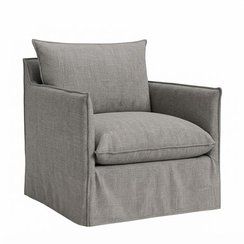 1957 Slipcovered Swivel Chair - Reid Silver