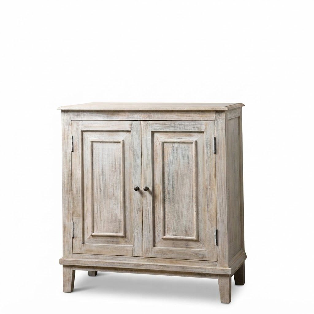 Wooden Cabinet 2 Door - Whitewash