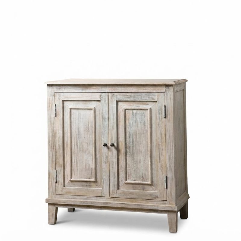 Wooden Cabinet 2 Door - Whitewash