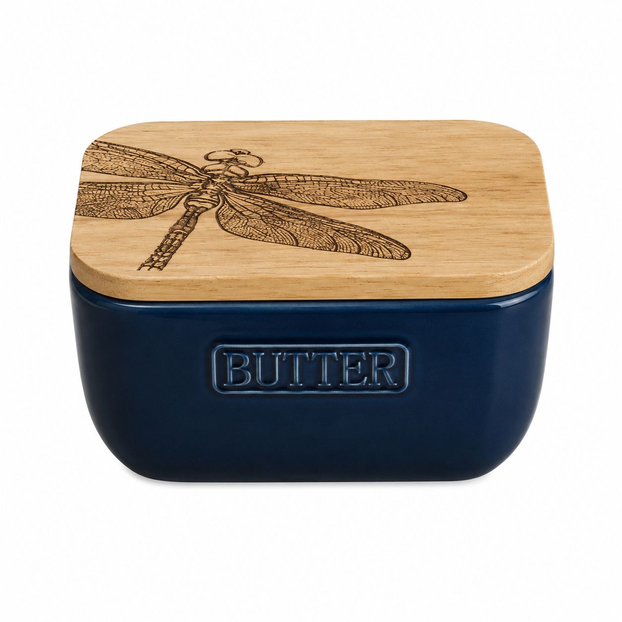 Blue Butter Dish -, Size: Dragonfly