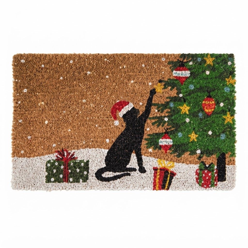 Doormat - Playful Christmas Kitty