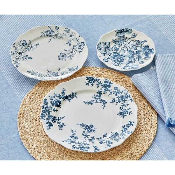 Cottage Blue Floral - Place Set includes 3 Different Size Plates Place Setting - S/12