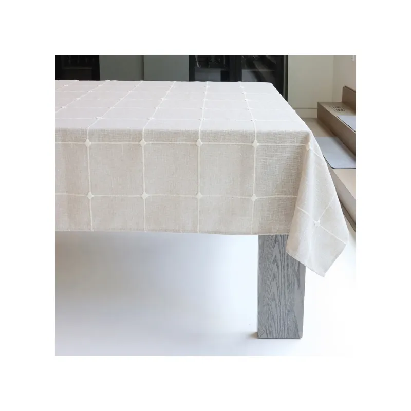 Natural Provence Check Table Cloth - 55 X 90