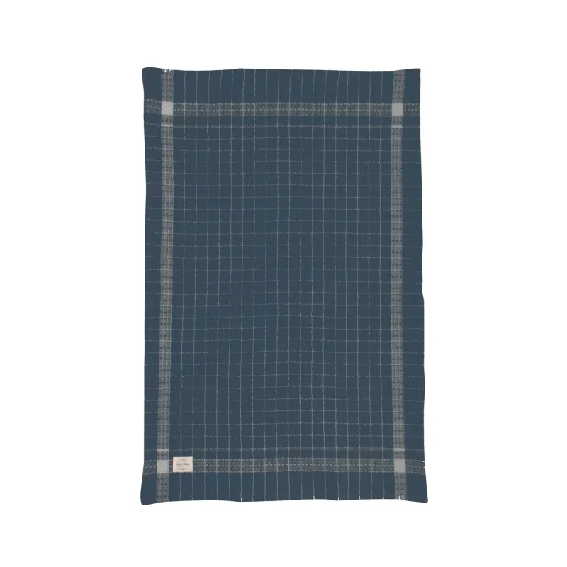 Box Check Waffle Tea Towel - Denim