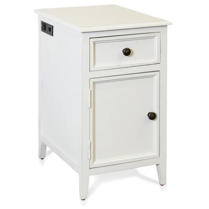Side Table W/Drawer &amp; Cabinet - Egg Shell