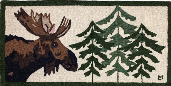 Major Moose Hooked Rug - 2 X 4